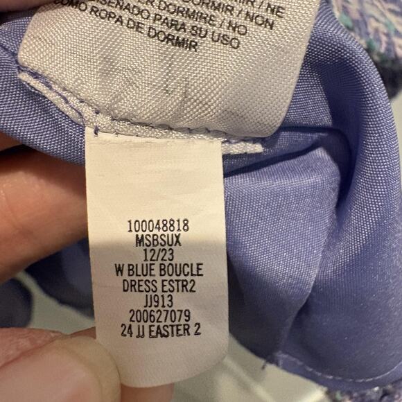 Janie and Jack Dress Girls 8 Blue Boucle Tweed Peter Pan Collar Sleeveless Lined - Picture 11 of 12